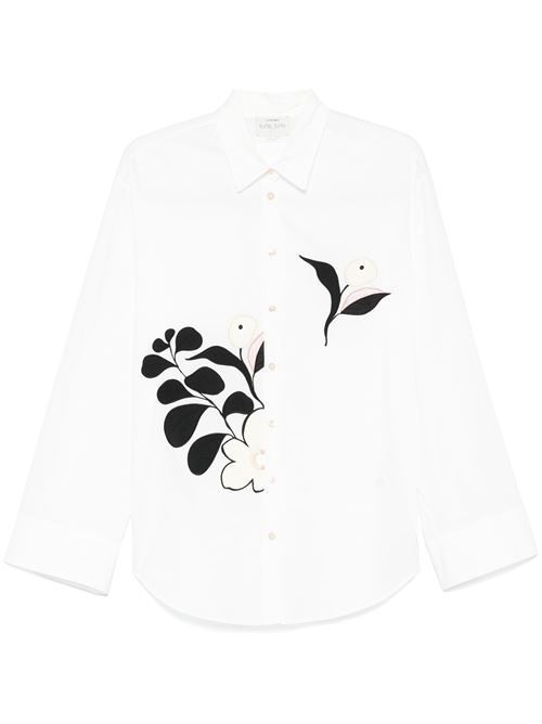 Semi-transparent shirt with floral application FORTE FORTE | 13553OYSTER